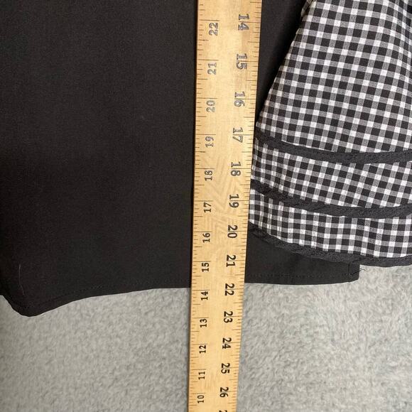 Gracia black bows plaid fancy date night dramatic bell sleeves dressy blouse S - Picture 4 of 10